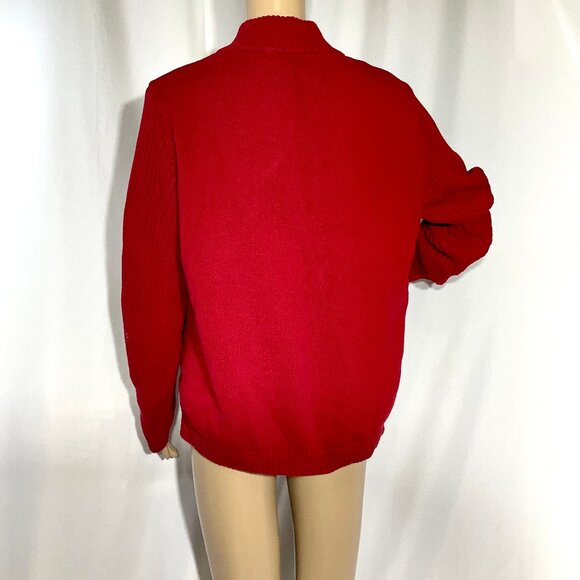 St Johns Bay XL Cotton Red Quarter Zip Sweater - Picture 3 of 11